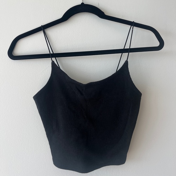 Garage Tops - Garage - black ribbed bungie cropped tank top, Size M